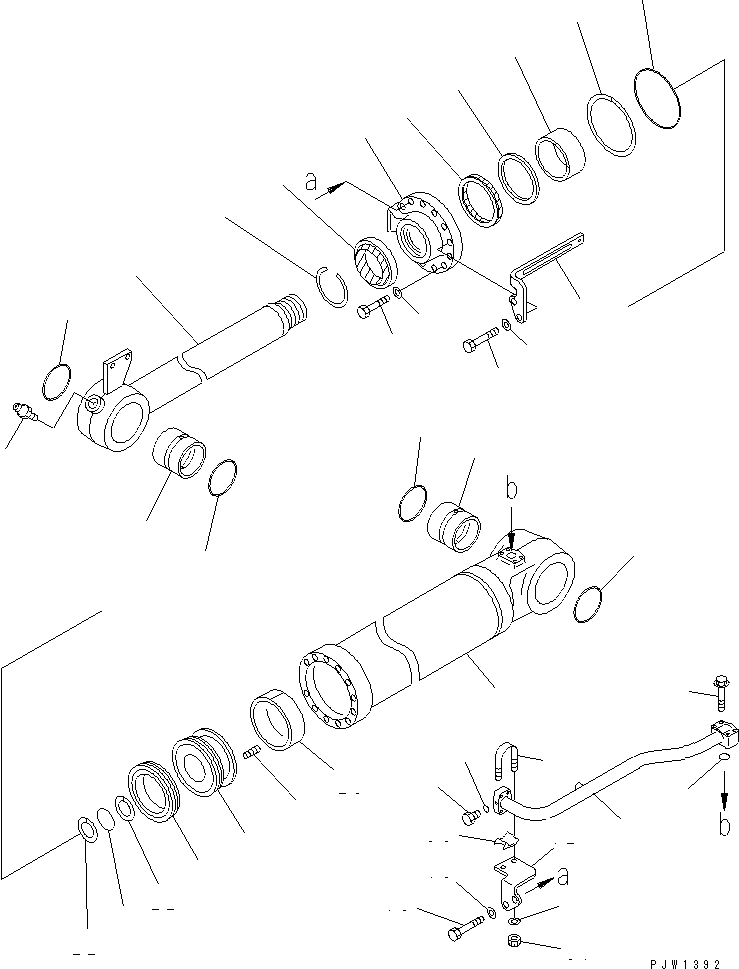 Схема запчастей Komatsu WA430-5 - ЦИЛИНДР КОВША (ВНУТР. ЧАСТИ) ОСНОВН. КОМПОНЕНТЫ И РЕМКОМПЛЕКТЫ