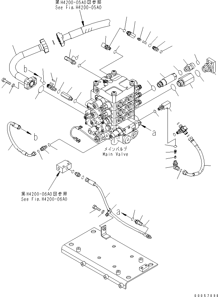 Схема запчастей Komatsu WA430-6 - ОСНОВН. КЛАПАН (ПАТРУБОК) (ДЛЯ 3-Х СЕКЦИОНН. КЛАПАН)(№-) ГИДРАВЛИКА