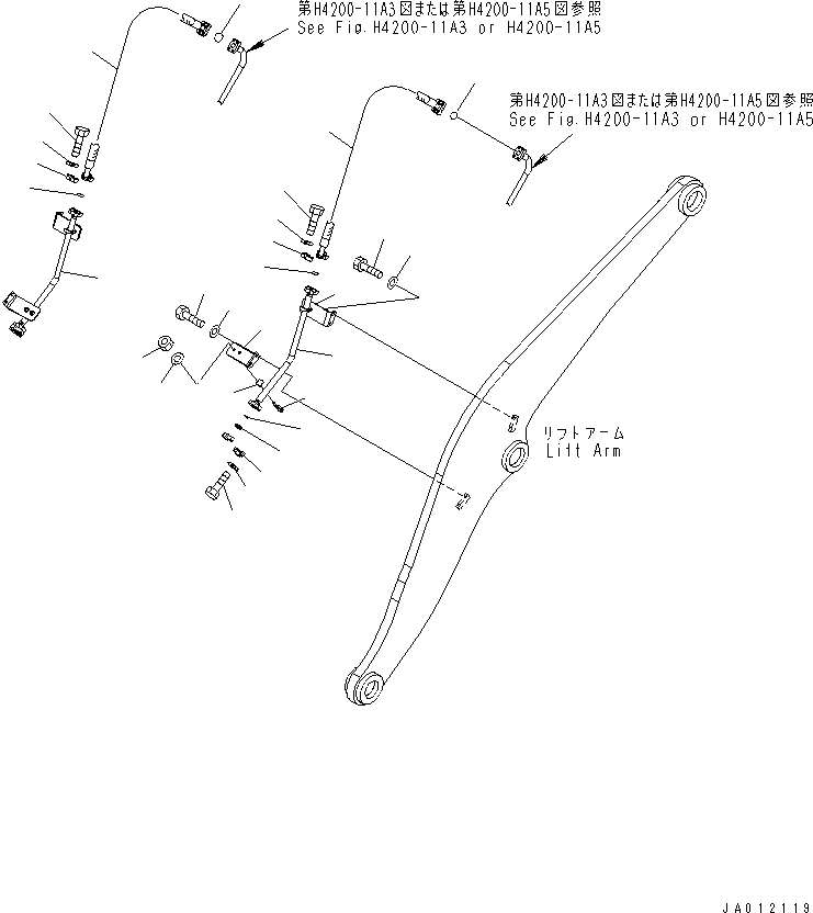 Схема запчастей Komatsu WA430-6 - РУКОЯТЬ И BELL CRANK (ТРУБЫ СТРЕЛЫ) (С 3-Х СЕКЦ. КОНТР. КЛАПАНОМ)(№-) РАБОЧЕЕ ОБОРУДОВАНИЕ