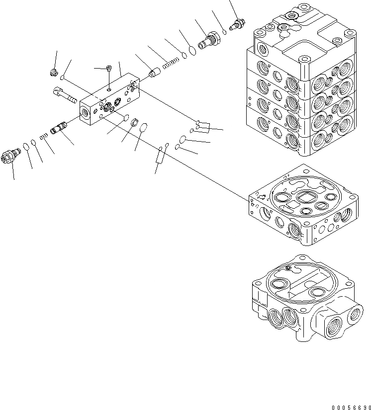 Схема запчастей Komatsu WA430-6 - УПРАВЛЯЮЩ. КЛАПАН (4-Х СЕКЦИОНН.) (8/9)(№-) ОСНОВН. КОМПОНЕНТЫ И РЕМКОМПЛЕКТЫ