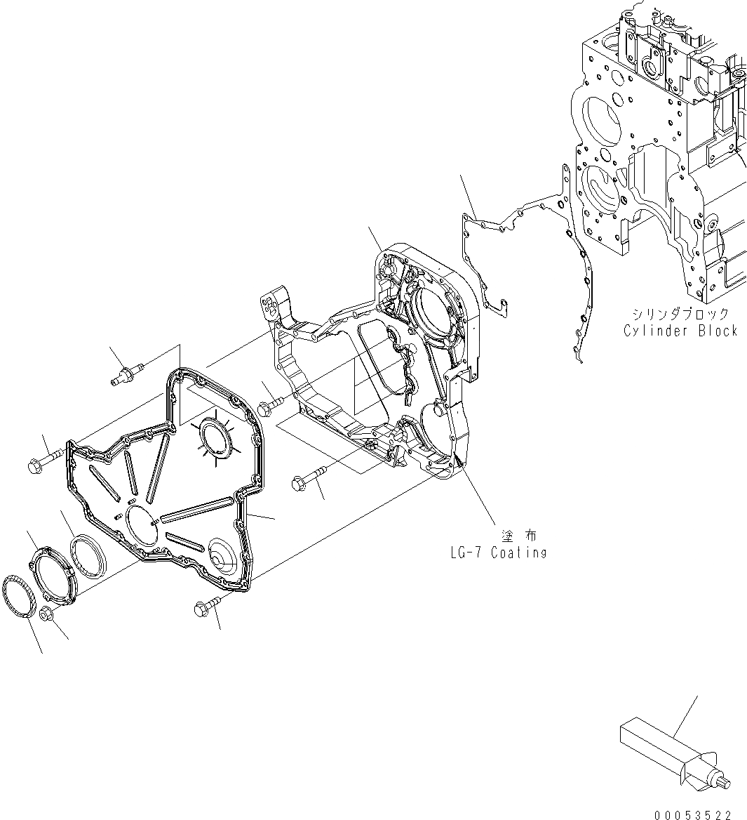 Схема запчастей Komatsu WA430-6E0 - ПЕРЕДН. COVER AA ДВИГАТЕЛЬ