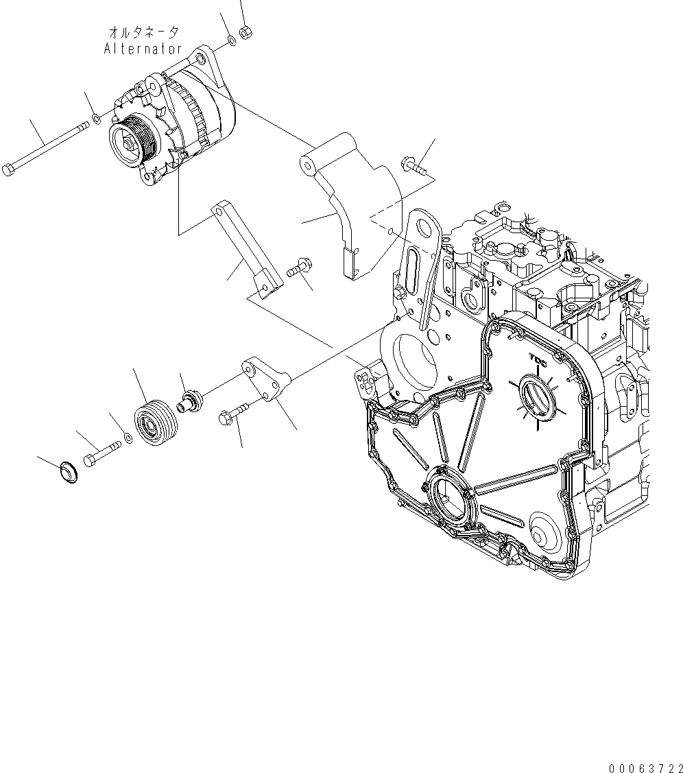 Схема запчастей Komatsu WA430-6E0 - КРЕПЛЕНИЕ ГЕНЕРАТОРА (9A) AA ДВИГАТЕЛЬ