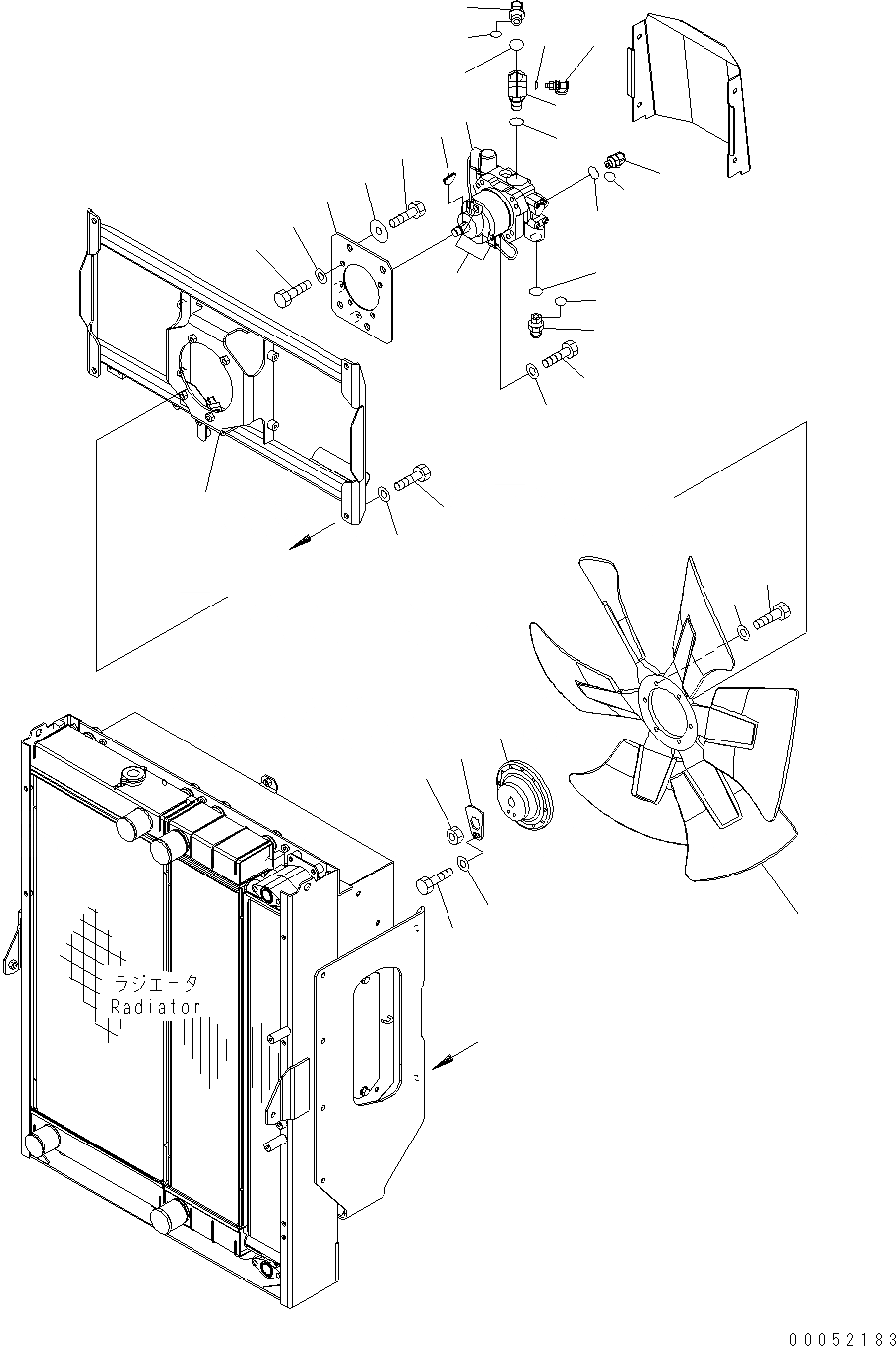 Схема запчастей Komatsu WA430-6E0 - РАДИАТОР (МОТОР ВЕНТИЛЯТОРА) C СИСТЕМА ОХЛАЖДЕНИЯ