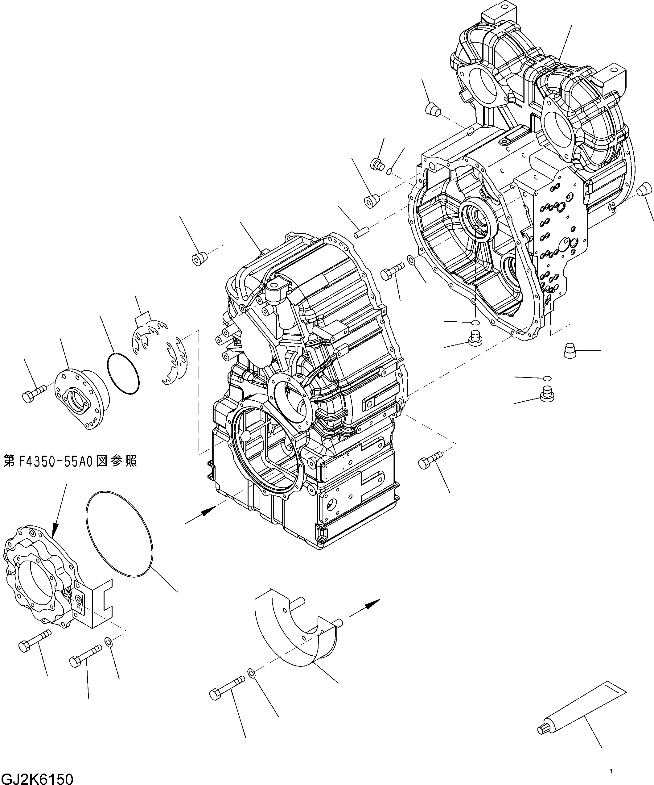 Схема запчастей Komatsu WA430-6E0 - ТРАНСМИССИЯ (КОРПУС ТРАНСМИССИИ) F ТРАНСМИССИЯ