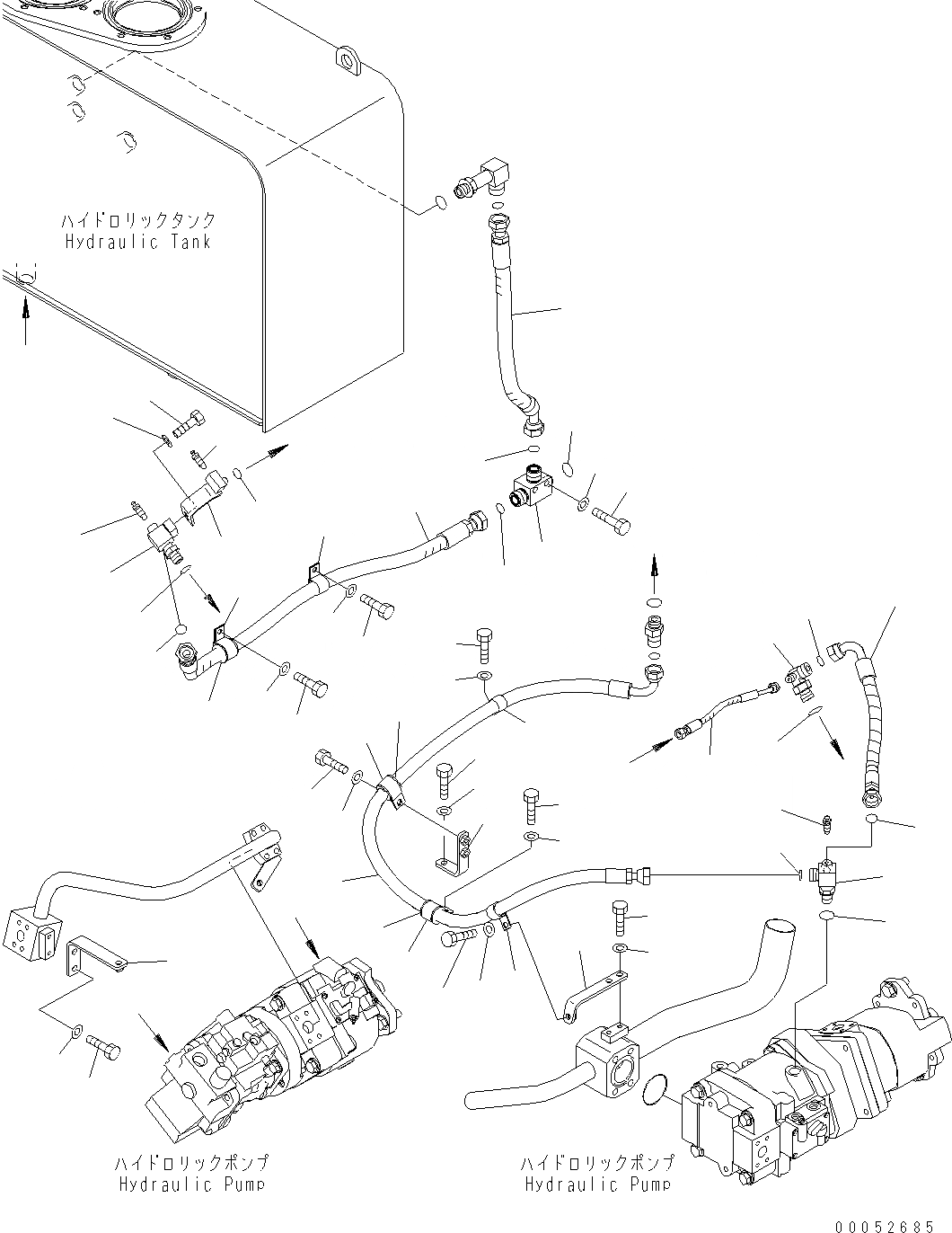 Схема запчастей Komatsu WA430-6E0 - ГИДР. НАСОС. (ВОЗВРАТН. ЛИНИЯ) H ГИДРАВЛИКА