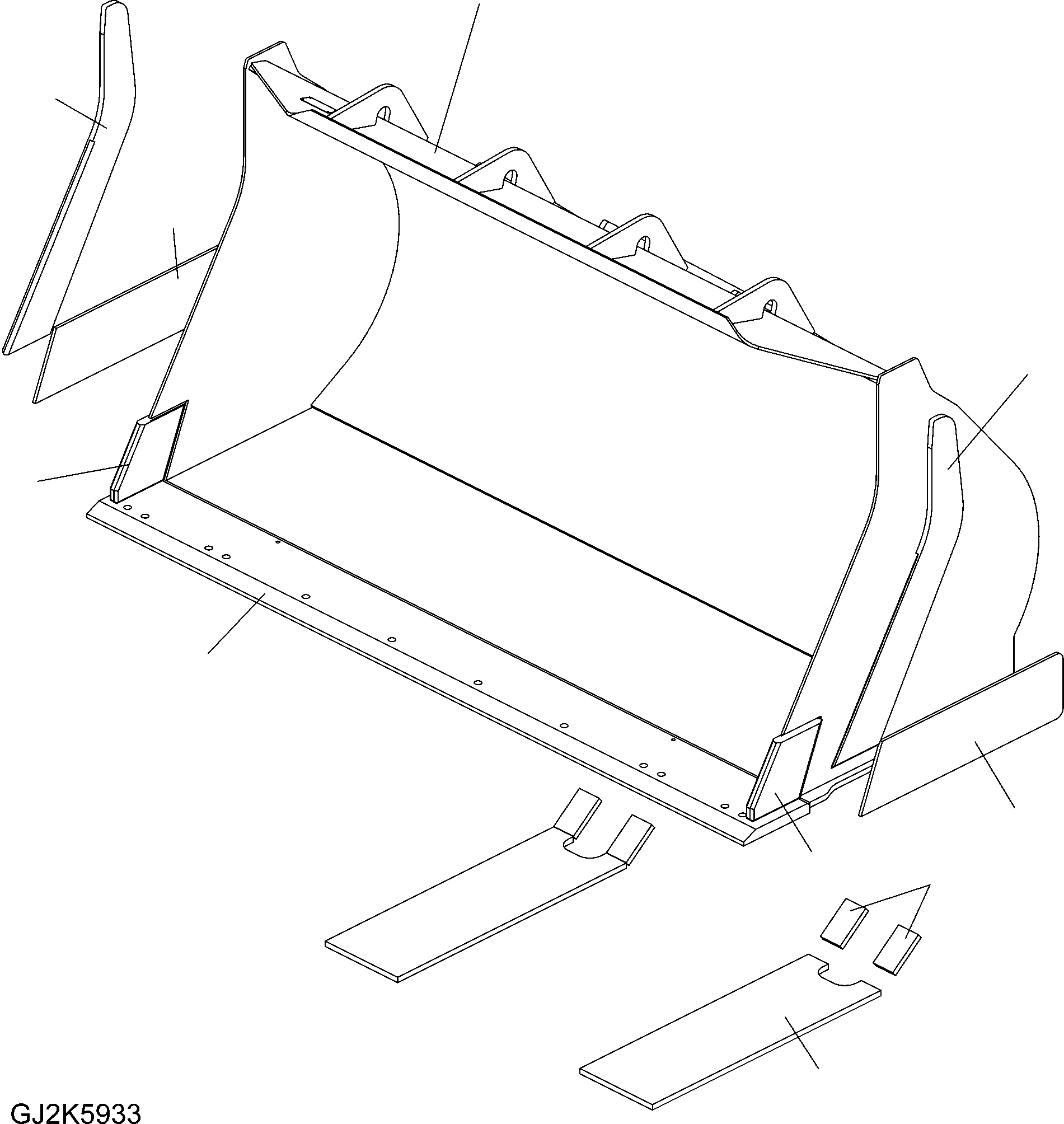 Схема запчастей Komatsu WA430-6E0 - КОВШ .CBM (БЕЗ TEETH) (ТИП A) T РАБОЧЕЕ ОБОРУДОВАНИЕ