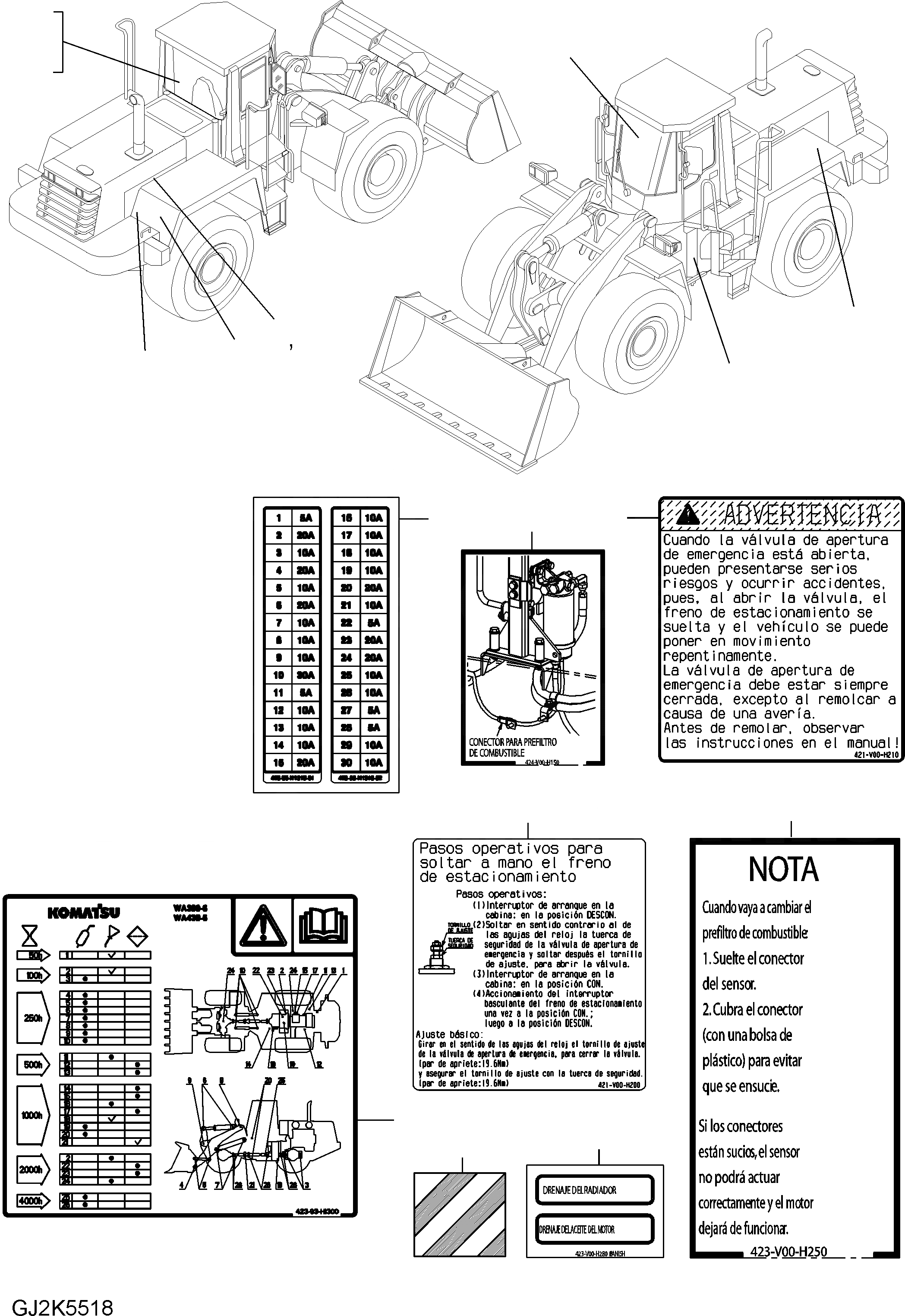 Схема запчастей Komatsu WA430-6E0 - ТАБЛИЧКИ (ИСПАНИЯ) U МАРКИРОВКА