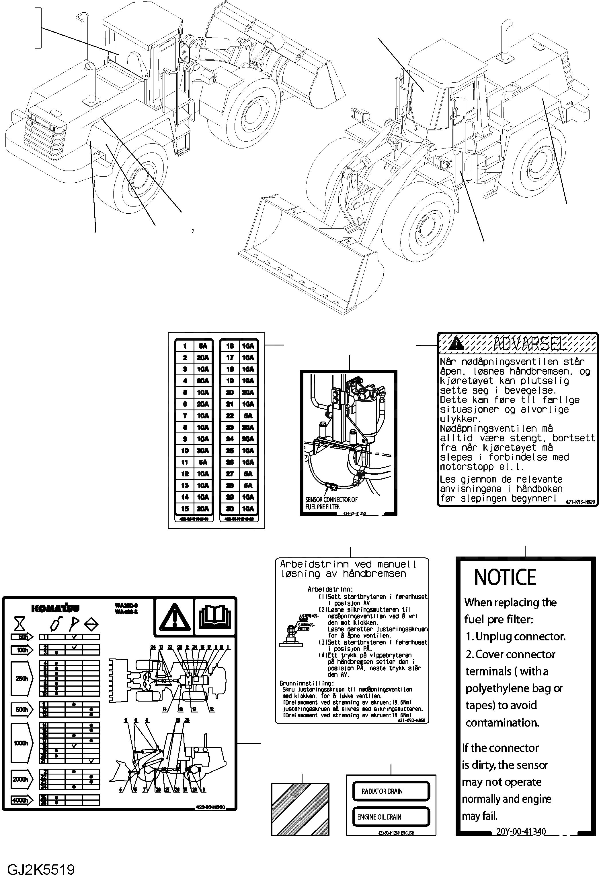 Схема запчастей Komatsu WA430-6E0 - ТАБЛИЧКИ (NORWEGIAN) U МАРКИРОВКА