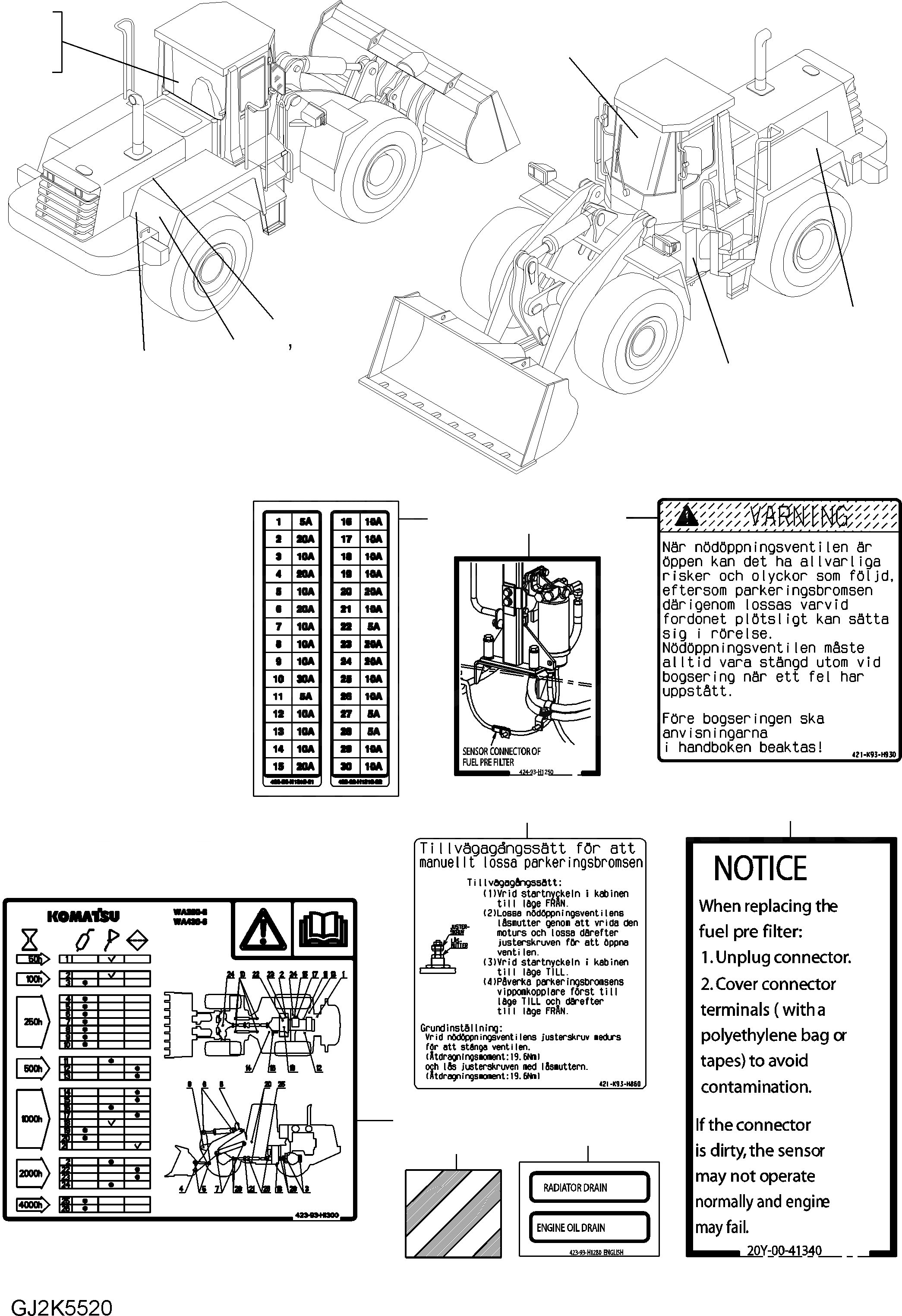 Схема запчастей Komatsu WA430-6E0 - ТАБЛИЧКИ (SWEDISH) U МАРКИРОВКА