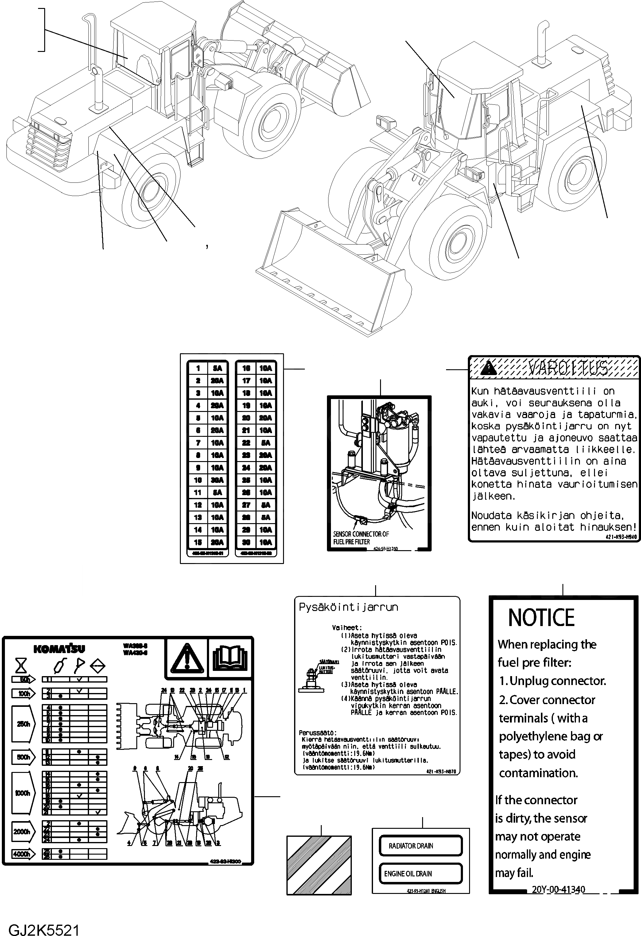 Схема запчастей Komatsu WA430-6E0 - ТАБЛИЧКИ (FINNISH) U МАРКИРОВКА