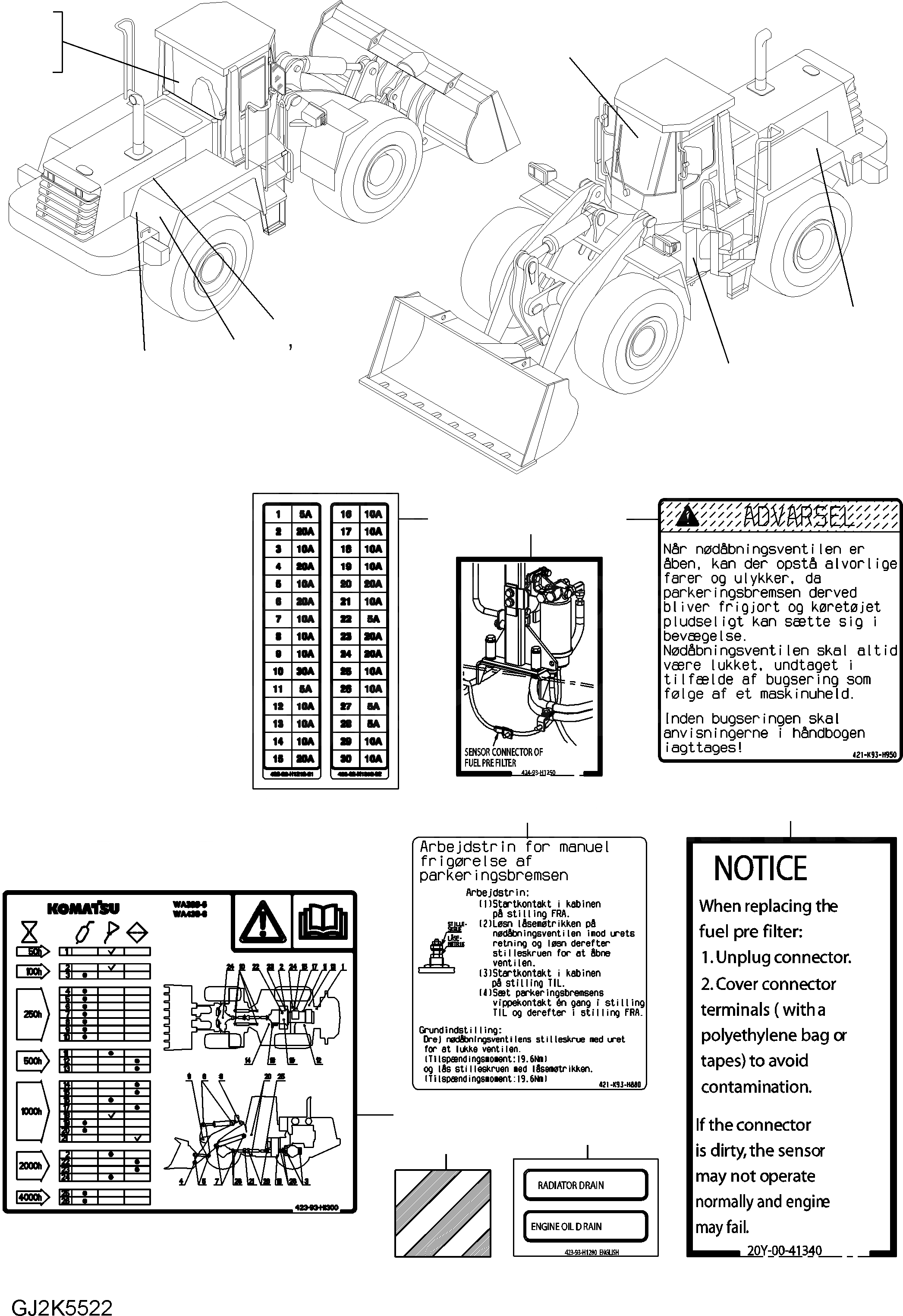 Схема запчастей Komatsu WA430-6E0 - ТАБЛИЧКИ (DANISH) U МАРКИРОВКА