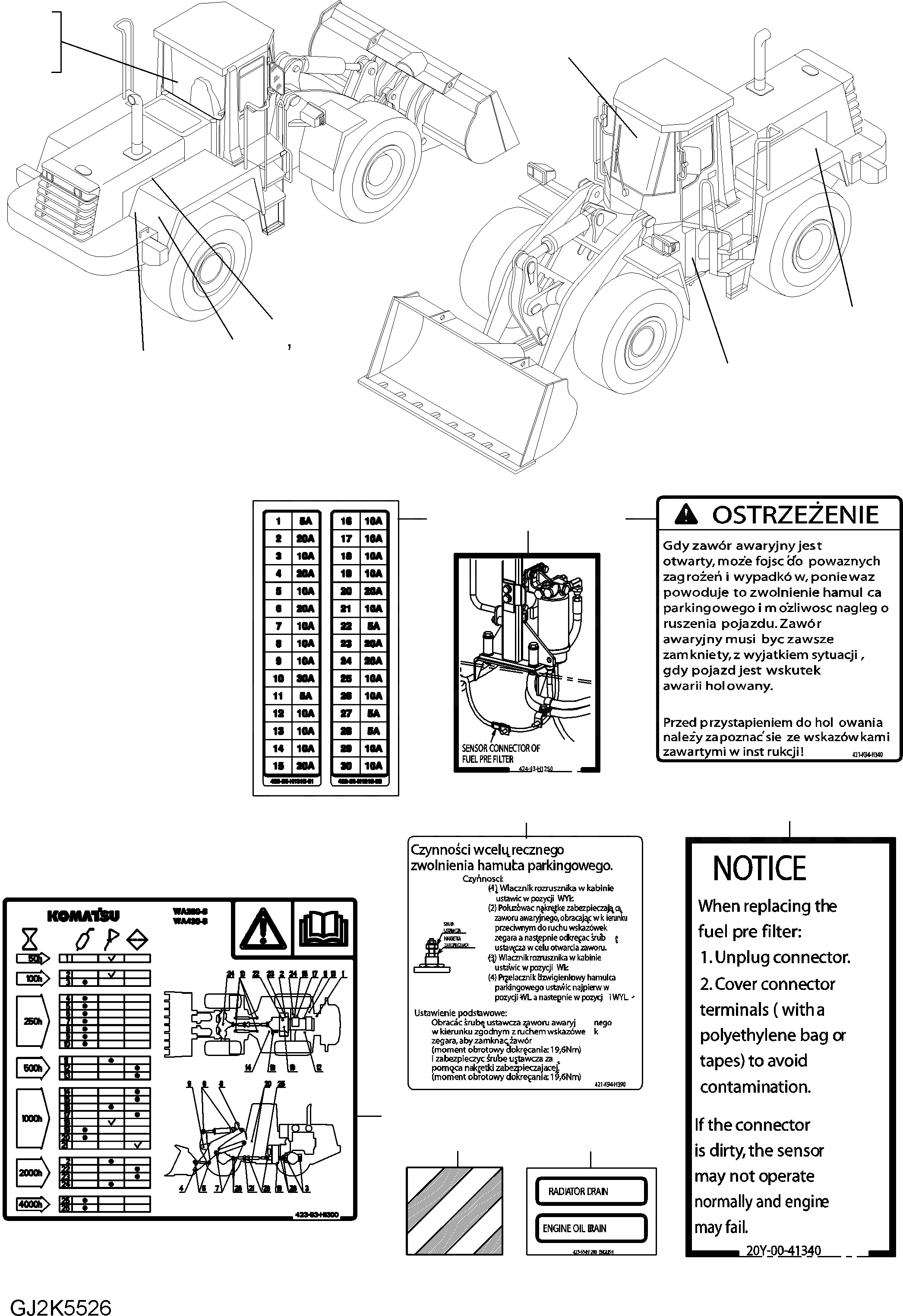 Схема запчастей Komatsu WA430-6E0 - ТАБЛИЧКИ (ПОЛЬША) U МАРКИРОВКА