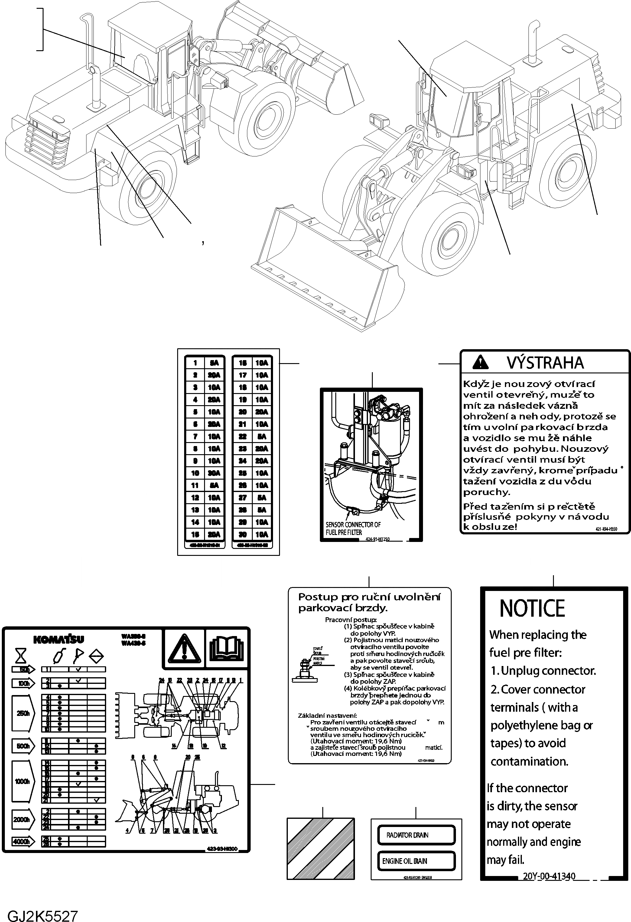 Схема запчастей Komatsu WA430-6E0 - ТАБЛИЧКИ (CZECH) U МАРКИРОВКА