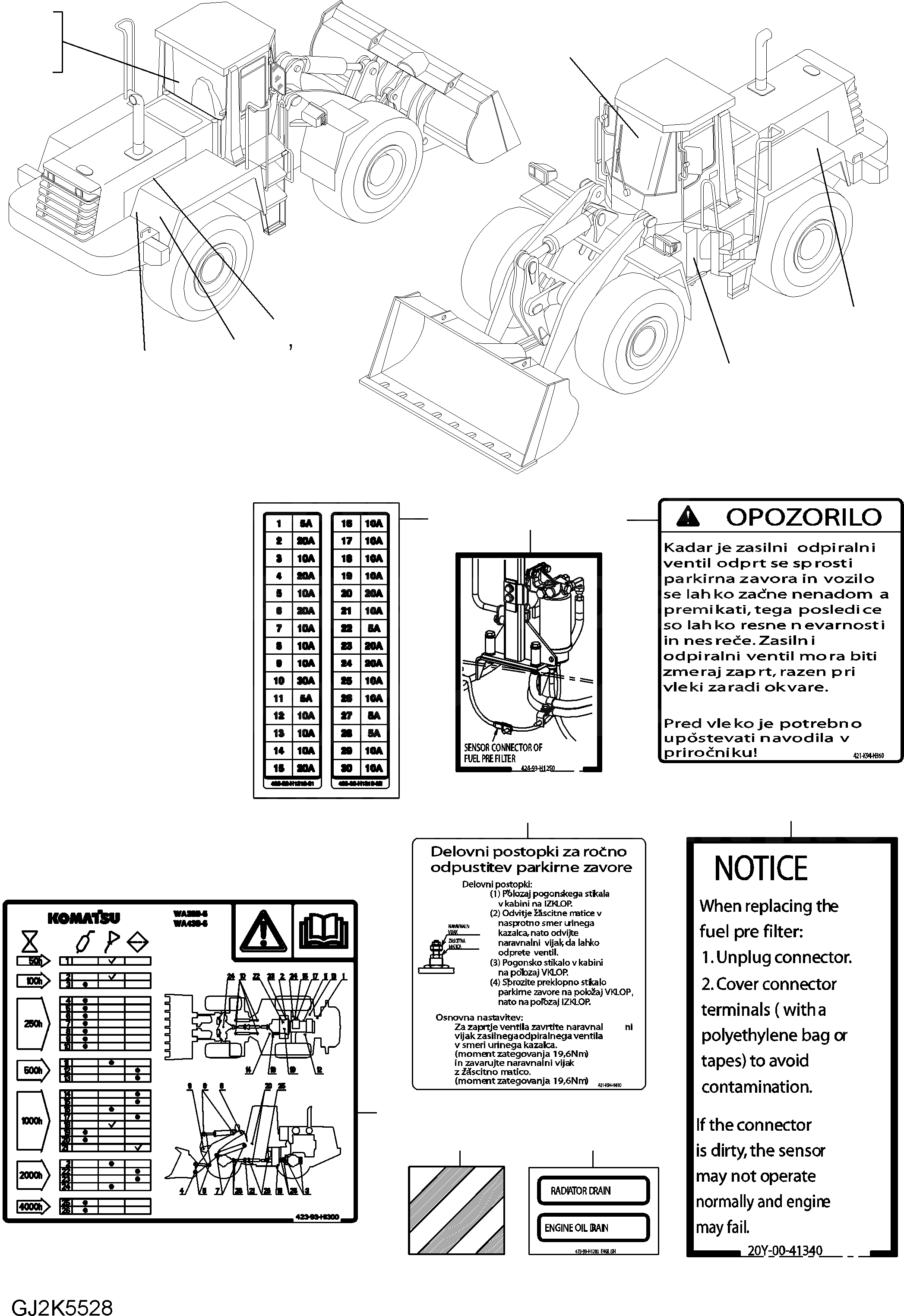 Схема запчастей Komatsu WA430-6E0 - ТАБЛИЧКИ (SНИЗ.ENIAN) U МАРКИРОВКА