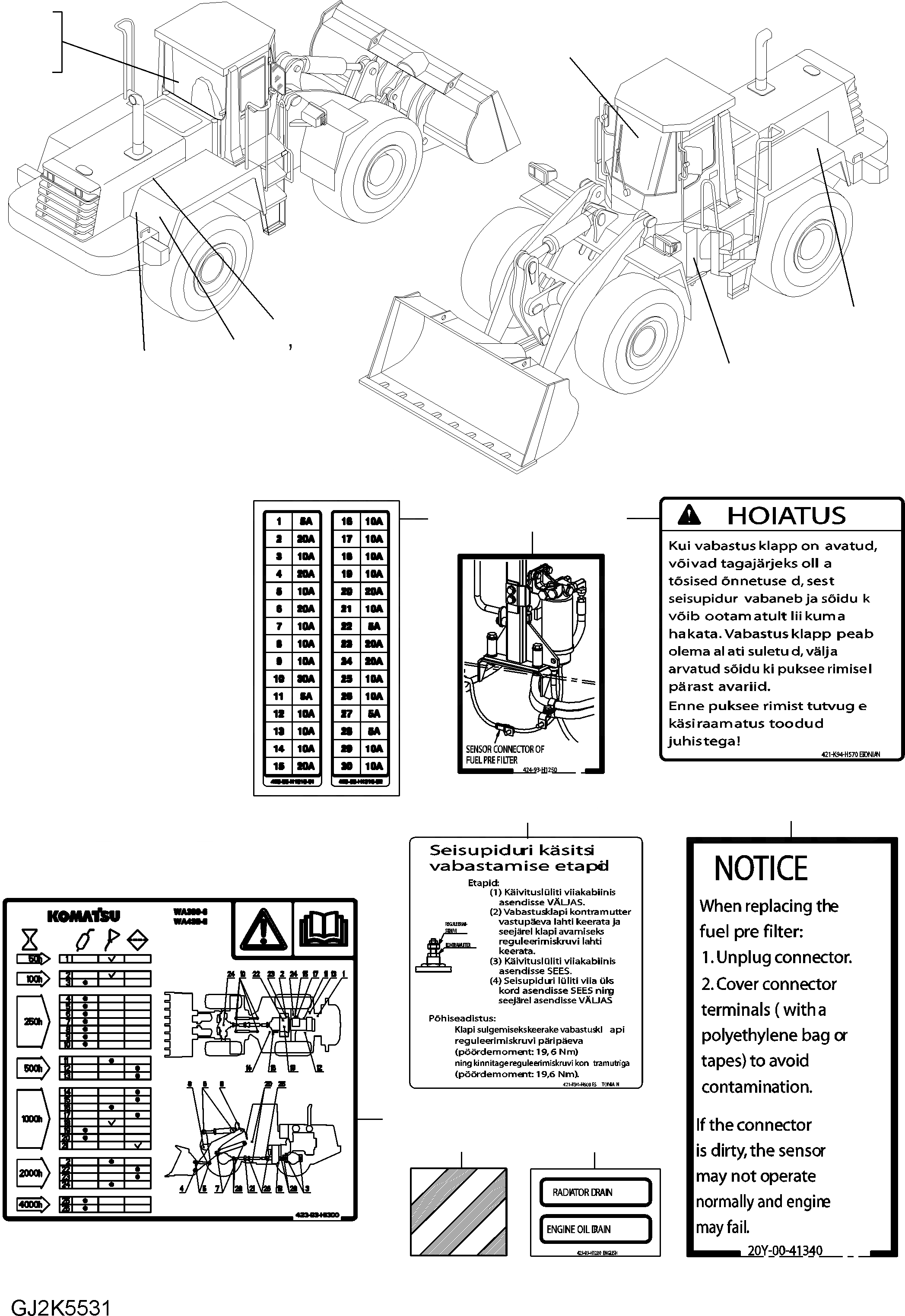 Схема запчастей Komatsu WA430-6E0 - ТАБЛИЧКИ (ESTONIAN) U МАРКИРОВКА