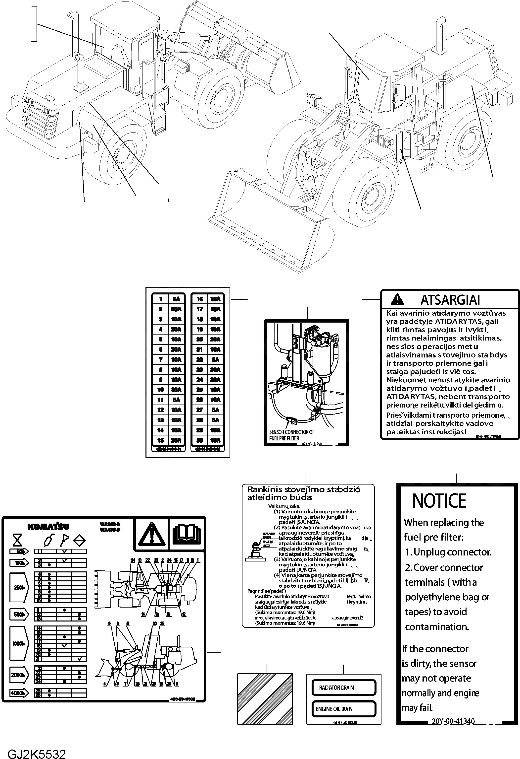 Схема запчастей Komatsu WA430-6E0 - ТАБЛИЧКИ (LITHUANIAN) U МАРКИРОВКА