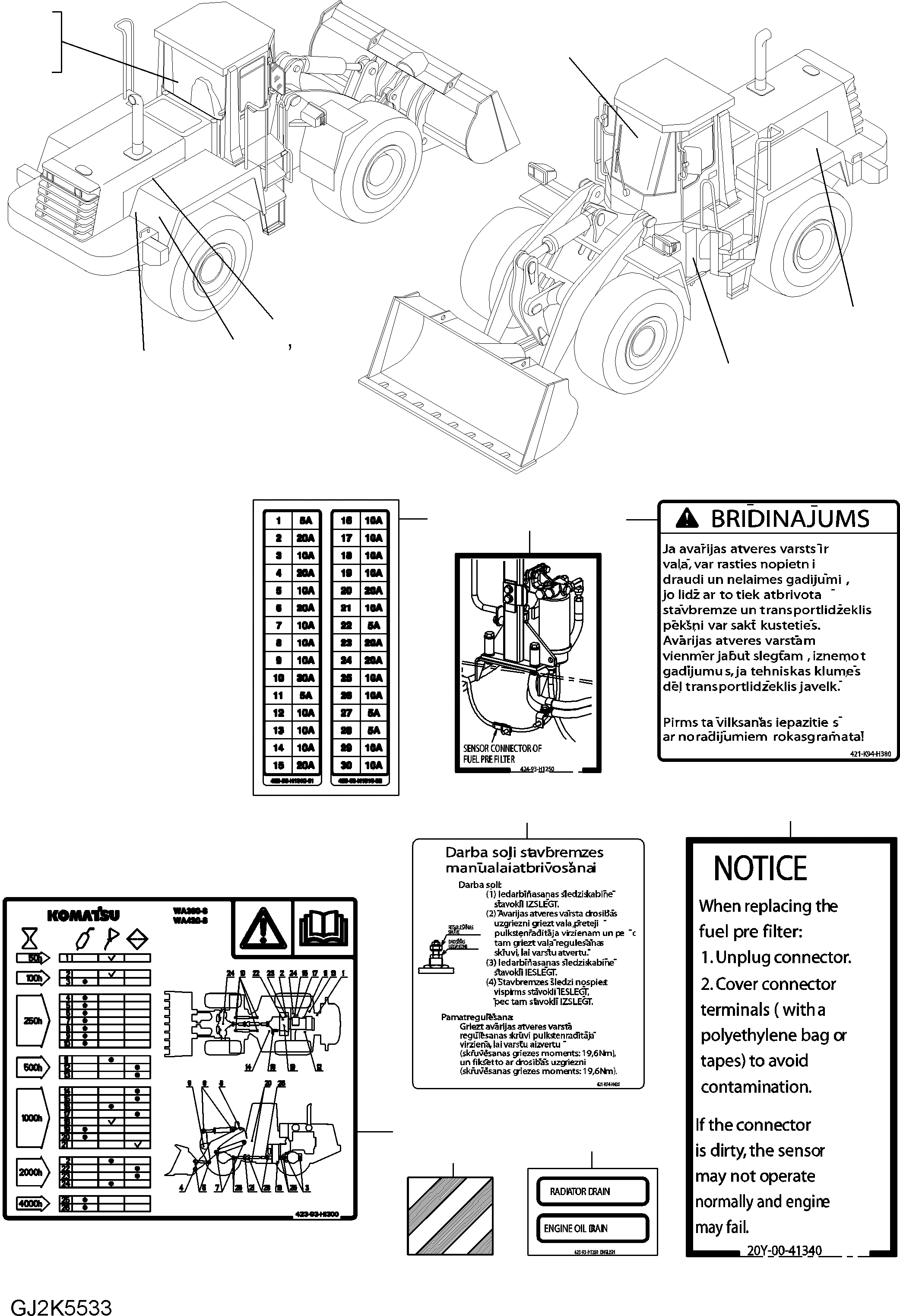 Схема запчастей Komatsu WA430-6E0 - ТАБЛИЧКИ (LETTISH) U МАРКИРОВКА