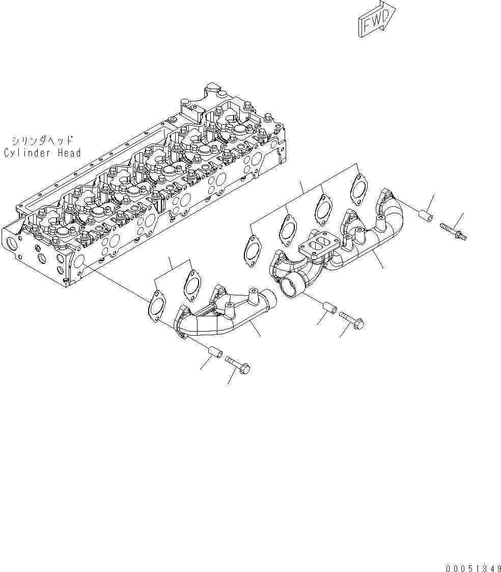 Схема запчастей Komatsu WA430-6 - ВЫПУСКНОЙ КОЛЛЕКТОР AA ДВИГАТЕЛЬ