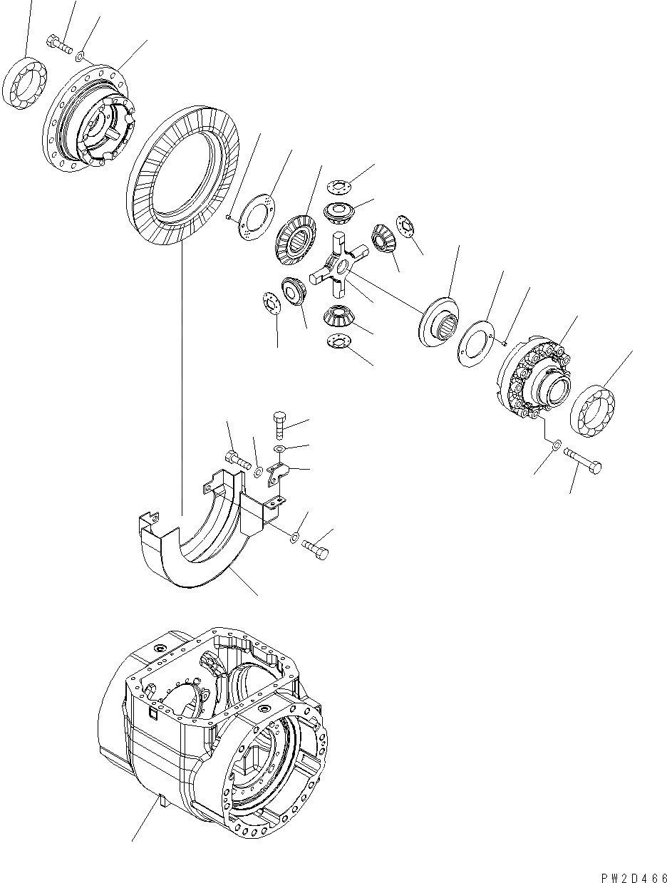 Схема запчастей Komatsu WA430-6 - ПЕРЕДНИЙ МОСТ (ДИФФЕРЕНЦ.) (/) F POWER TRANSMITTING СИСТЕМА