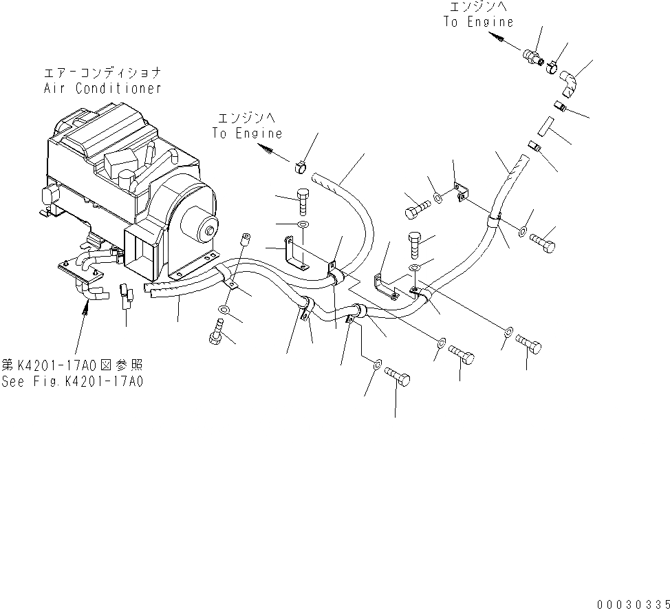 Схема запчастей Komatsu WA430-6 - ОБОГРЕВАТЕЛЬ. PIPNG K OPERATORґS ОБСТАНОВКА И СИСТЕМА УПРАВЛЕНИЯ