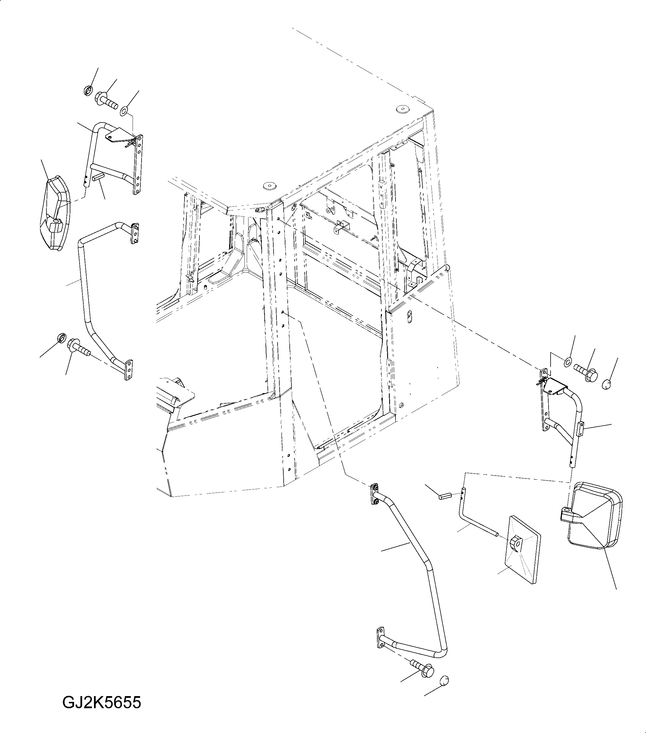 Схема запчастей Komatsu WA430-6 - ЗЕРКАЛАAND HANDRAIL M ЧАСТИ КОРПУСАS И КРЫШКИ