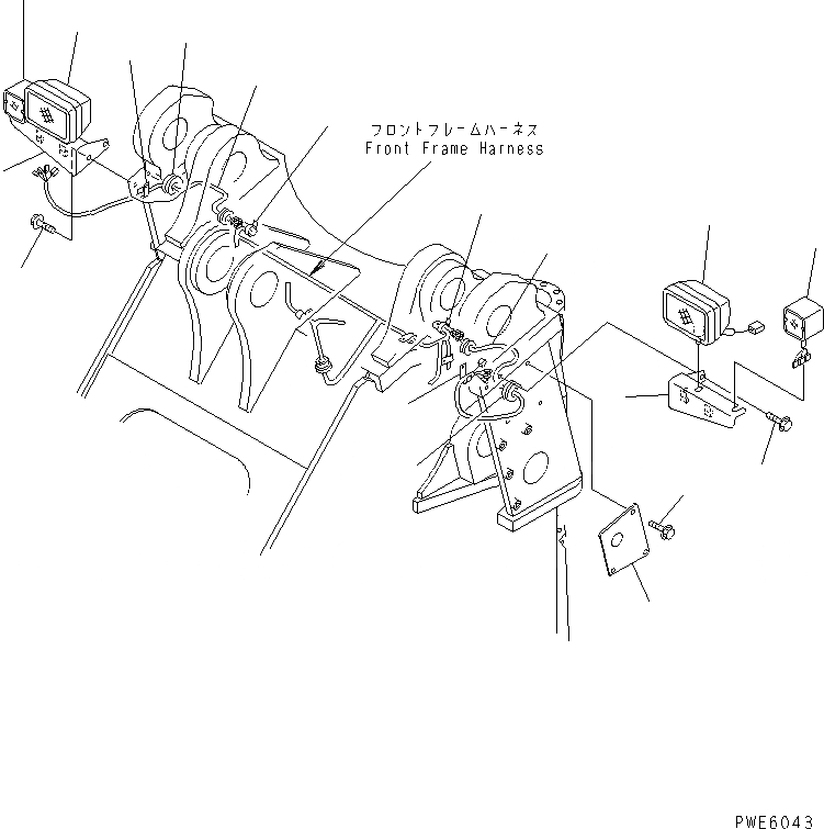Схема запчастей Komatsu WA450-3 - КРЕПЛЕНИЕ ФАР (ПЕРЕДНЯЯ ФАРА И КРЕПЛЕНИЕ) ЭЛЕКТРИКА