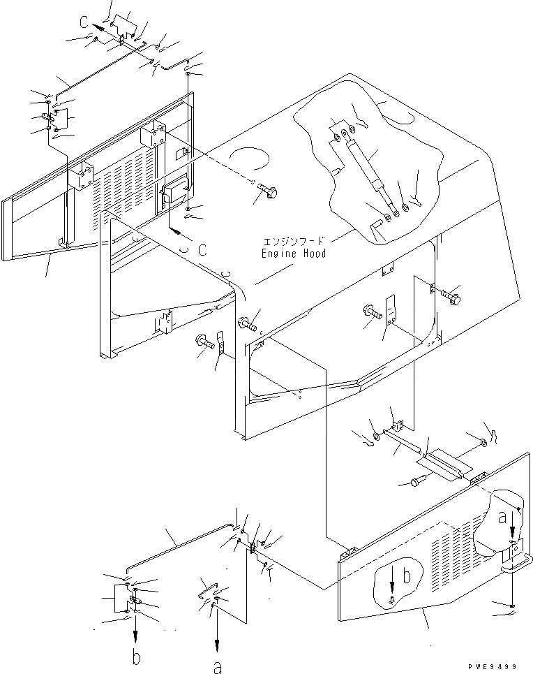 Схема запчастей Komatsu WA450-3 - КАПОТ (ДВЕРЬ)(№-) ЧАСТИ КОРПУСА