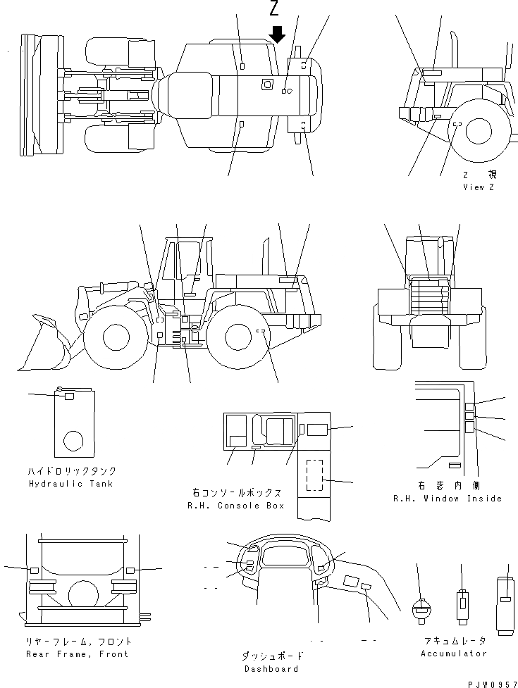 Схема запчастей Komatsu WA450-3A-S - МАРКИРОВКА (С КАБИНОЙ) (ЯПОН.)(№-) МАРКИРОВКА¤ ИНСТРУМЕНТ И РЕМКОМПЛЕКТЫ