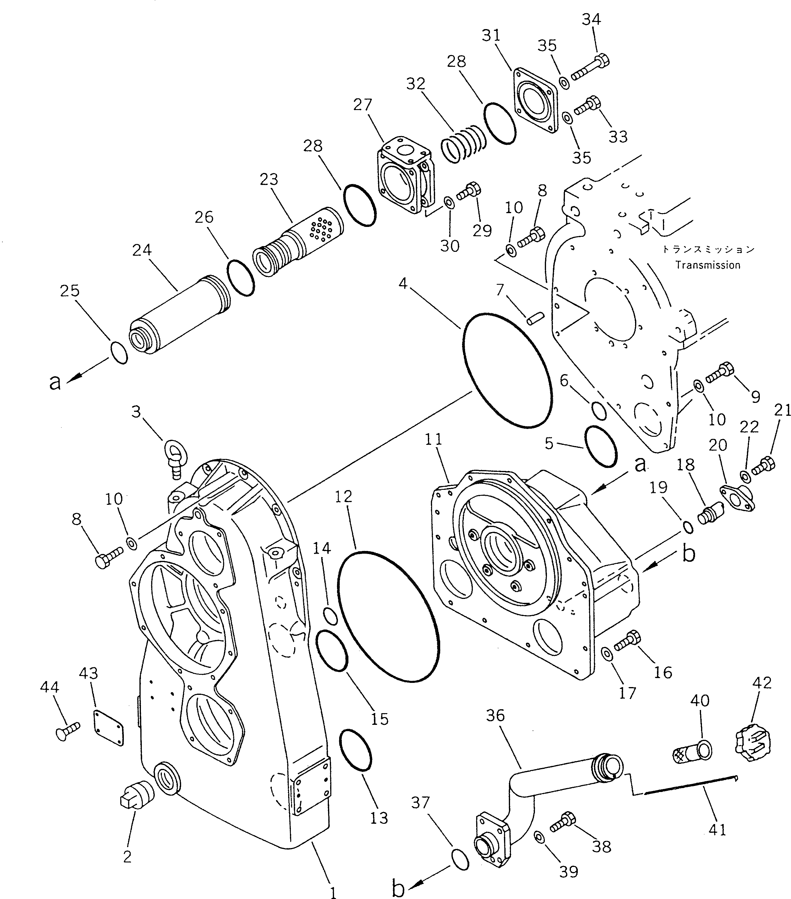 Схема запчастей Komatsu WA450-1 - КОРПУС ПЕРЕДАЧИ(№-()) ГИДРОТРАНСФОРМАТОР И ТРАНСМИССИЯ