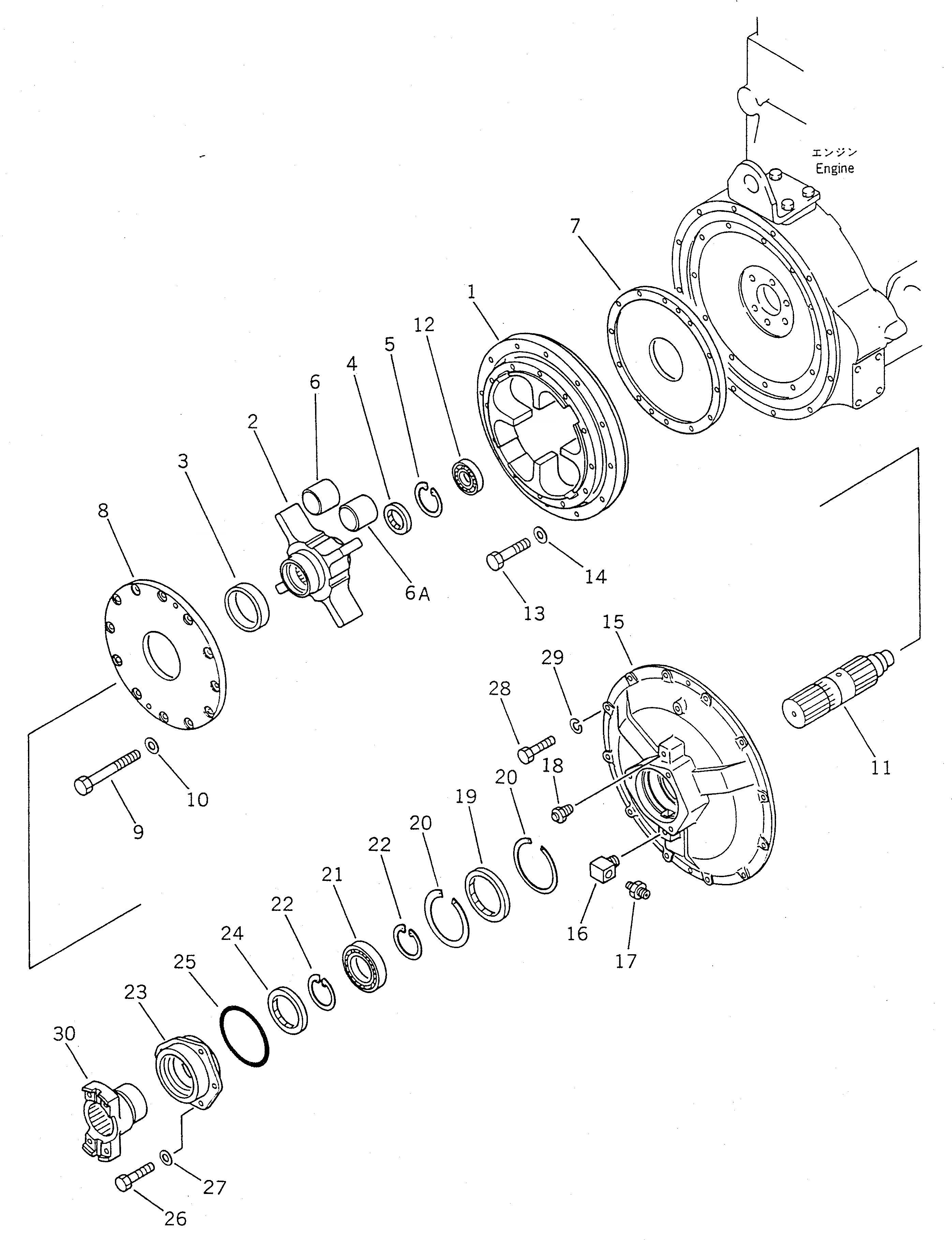 Схема запчастей Komatsu WA450-1 - ДЕМПФЕР(№-9999) ТРАНСМИССИЯ