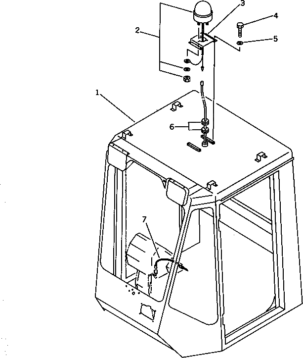 Схема запчастей Komatsu WA450-1 - ПРОБЛЕСК. МАЯК (ДЛЯ КАБИНЫ) РАМА И ЧАСТИ КОРПУСА
