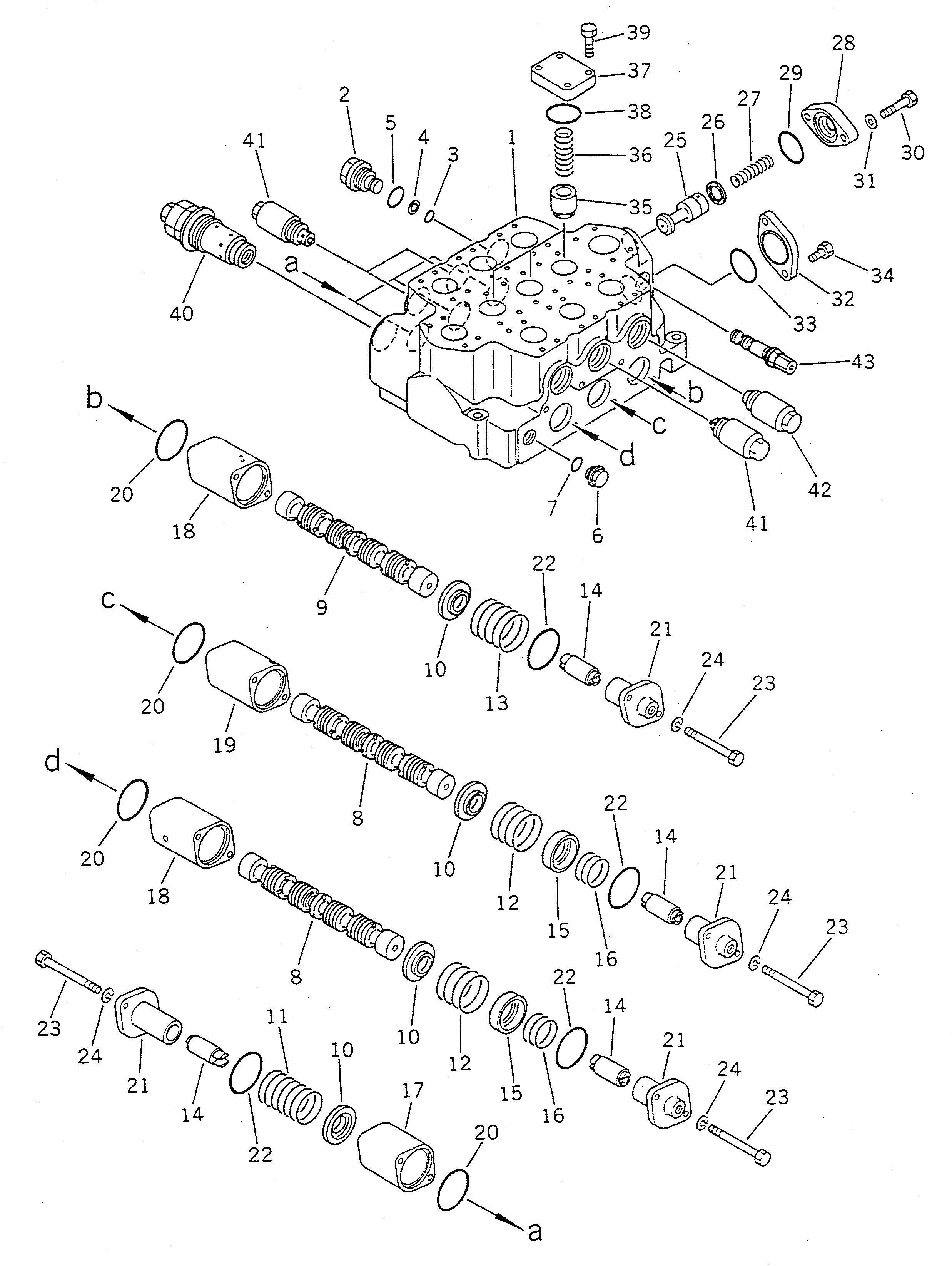 Схема запчастей Komatsu WA450-1 - 3-Х СЕКЦИОНН. КОНТРОЛЬН. КЛАПАН (/)(№-) УПРАВЛ-Е РАБОЧИМ ОБОРУДОВАНИЕМ