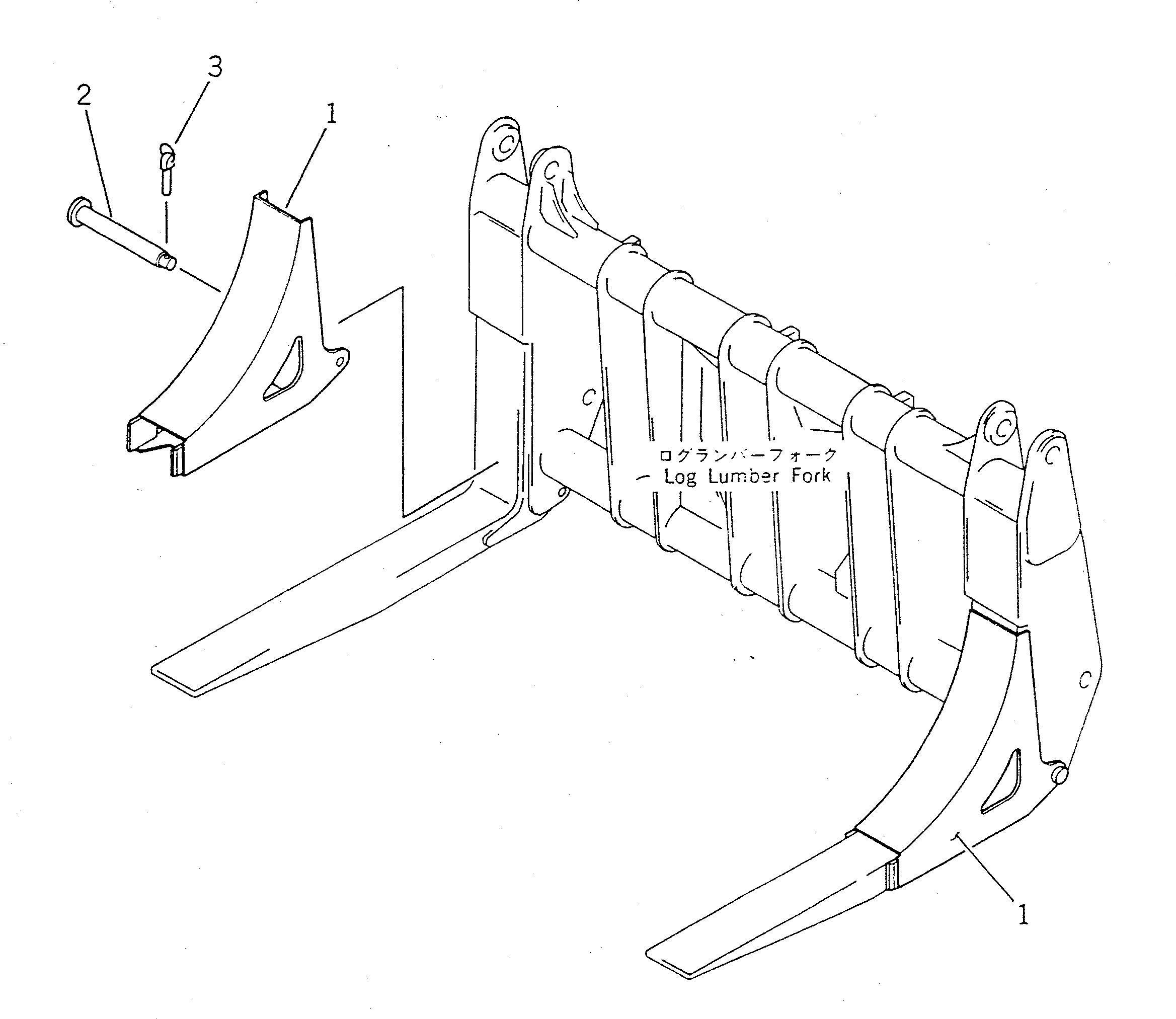 Схема запчастей Komatsu WA450-1 - ROLLING GUSSET (ДЛЯ LOG LUMBER) РАБОЧЕЕ ОБОРУДОВАНИЕ