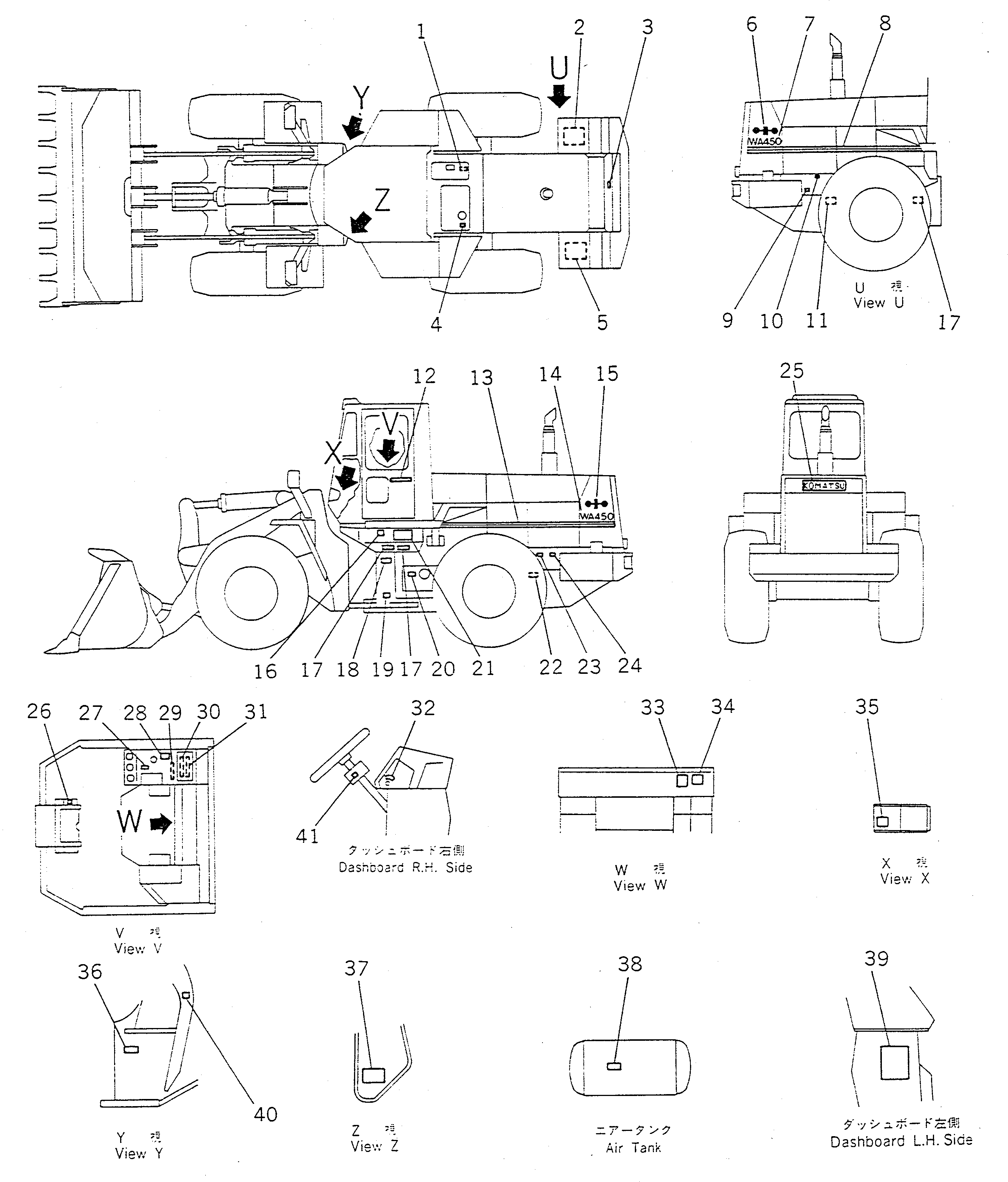 Схема запчастей Komatsu WA450-1 - МАРКИРОВКА (ЯПОН.)(№-) МАРКИРОВКА¤ ИНСТРУМЕНТ И РЕМКОМПЛЕКТЫ