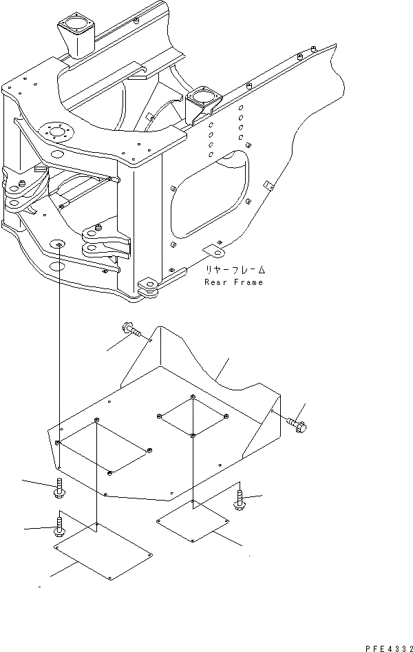 Схема запчастей Komatsu WA450-3 - НИЖН. ЗАЩИТА РАМА И ЧАСТИ КОРПУСА