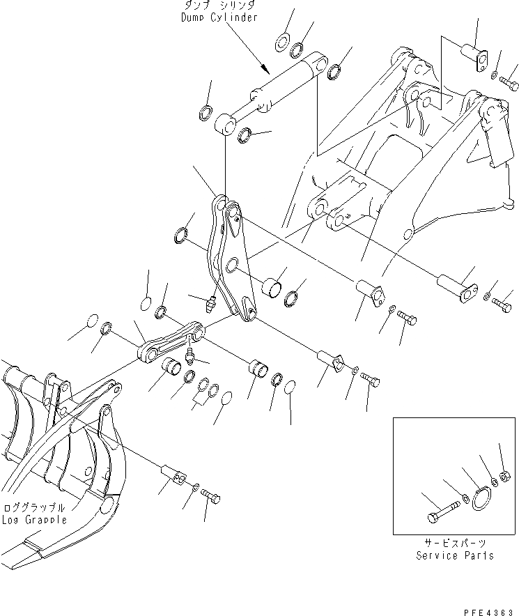 Схема запчастей Komatsu WA450-3 - КОЛЕНЧАТЫЙ РЫЧАГ РАБОЧЕЕ ОБОРУДОВАНИЕ