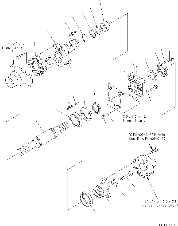 Схема запчастей Komatsu WA450-3 - ВЕДУЩ. ВАЛ (ПЕРЕДН.) СИЛОВАЯ ПЕРЕДАЧА