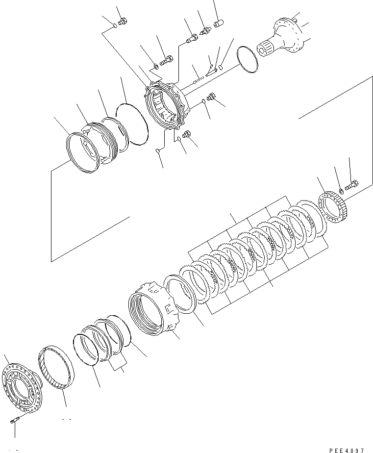 Схема запчастей Komatsu WA450-3A-TN - ПЕРЕДНИЙ МОСТ (ПЕРЕДНИЕ ТОРМОЗА) ТРАНСМИССИЯ