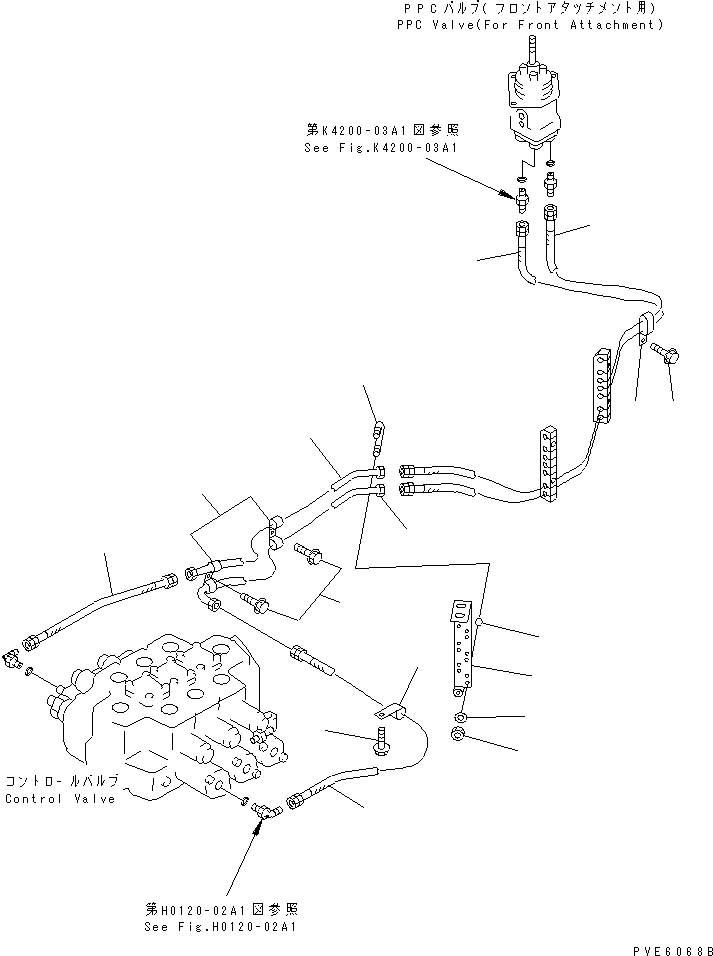 Схема запчастей Komatsu WA450-3A - ГИДРОЛИНИЯ (КРЕПЛЕНИЕ ЛИНИИ КЛАПАНА PPC)       (С 3-Х СЕКЦИОНН. КЛАПАН) ГИДРАВЛИКА