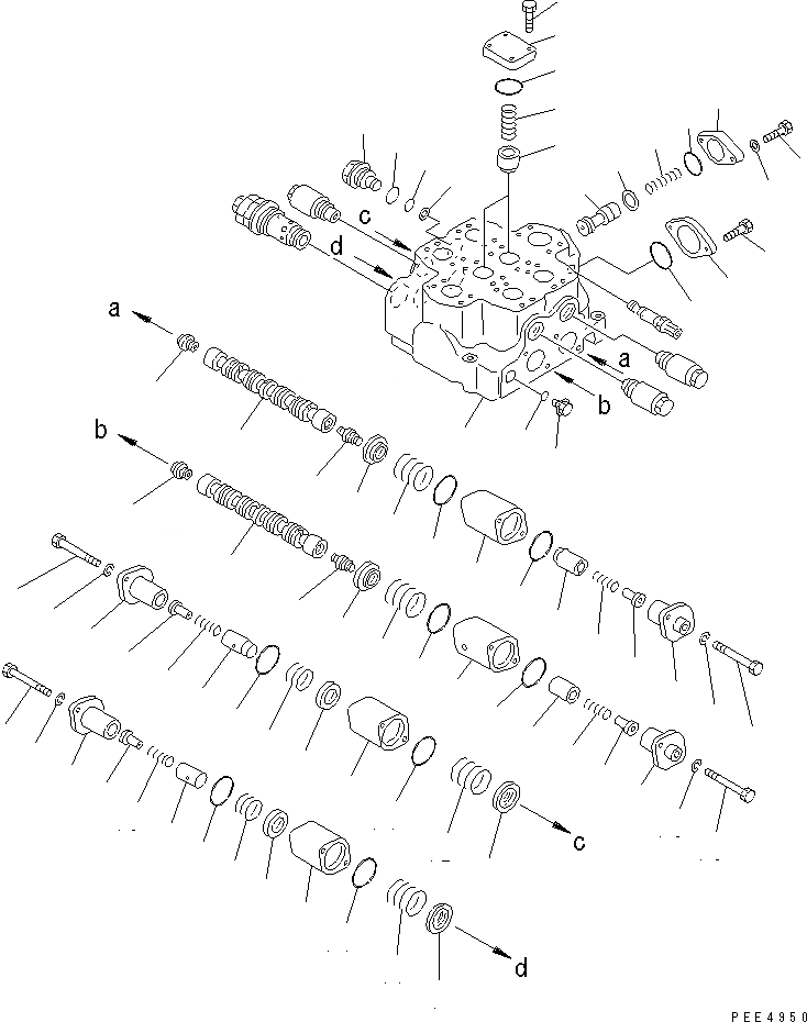 Схема запчастей Komatsu WA450-3A - КОНТРОЛЬНЫЙ КЛАПАН (2-Х СЕЦИОНН.) (/) ОСНОВН. КОМПОНЕНТЫ И РЕМКОМПЛЕКТЫ