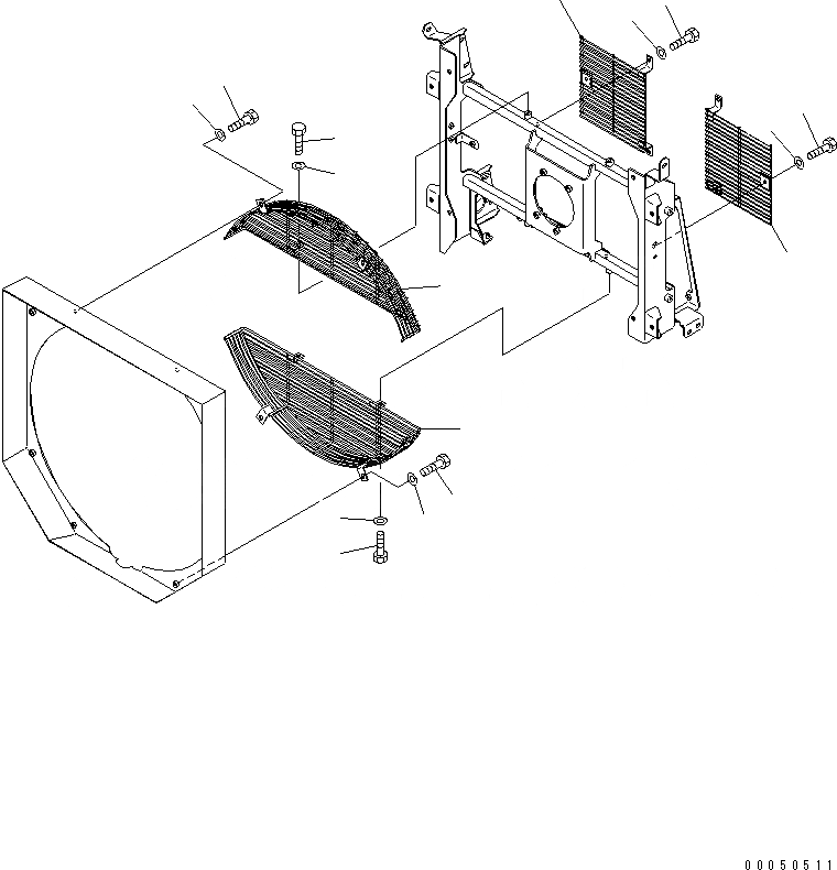 Схема запчастей Komatsu WA450-6 - РАДИАТОР (ЗАЩИТА ВЕНТИЛЯТОРА) СИСТЕМА ОХЛАЖДЕНИЯ