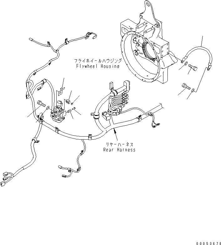 Схема запчастей Komatsu WA450-6 - ЗАДН. Э/ПРОВОДКА (КАБЕЛЬ¤ ДВИГАТЕЛЬ EARTH И КРЫШКА) ЭЛЕКТРИКА
