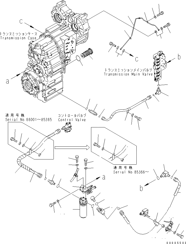 Схема запчастей Komatsu WA450-6 - ТРАНСМИССИЯ (ТРУБЫ) СИЛОВАЯ ПЕРЕДАЧА