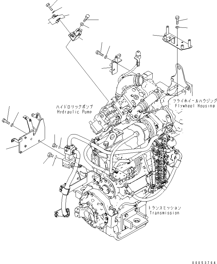 Схема запчастей Komatsu WA450-6 - ГИДР. НАСОС. (КОРПУС) (ДЛЯ ЭКСТРЕННОГО УПРАВЛЕНИЯ LESS) ГИДРАВЛИКА