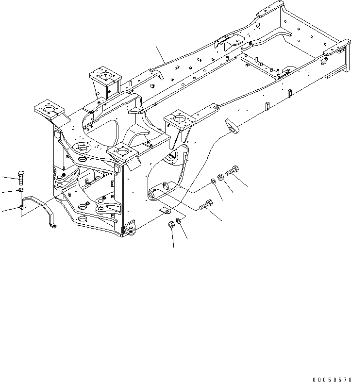 Схема запчастей Komatsu WA450-6 - ЗАДН. РАМА (ЕС NOISE ПОНИЖАЮЩ. ARRANGEMENT ) ОСНОВНАЯ РАМА И ЕЕ ЧАСТИ