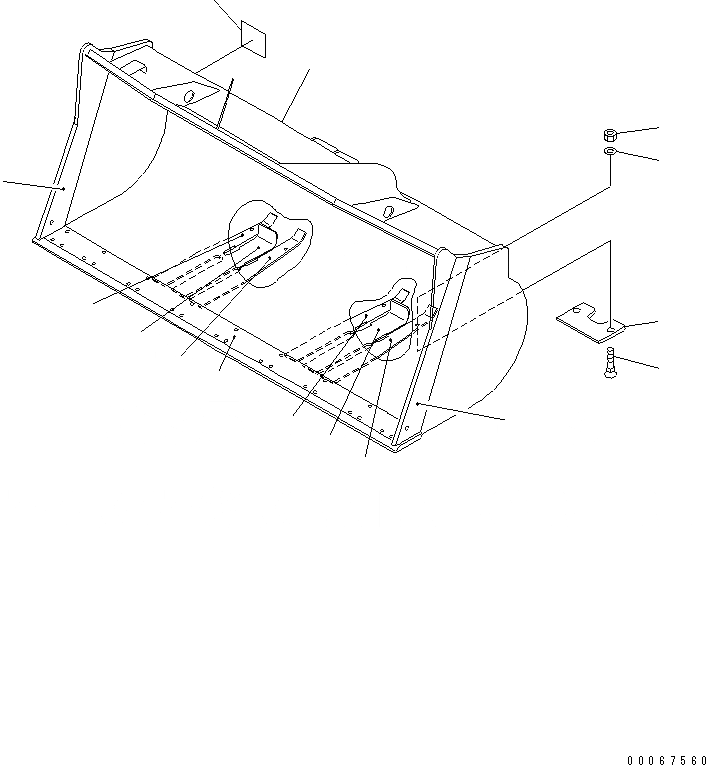 Схема запчастей Komatsu WA450-6 - КОВШ (.9M) (С РЕЖУЩ. КРОМКОЙ НА БОЛТАХ .M) (ДЛЯ LIGHT МАТЕРИАЛERIAL) (ЗУБЬЯLESS) РАБОЧЕЕ ОБОРУДОВАНИЕ