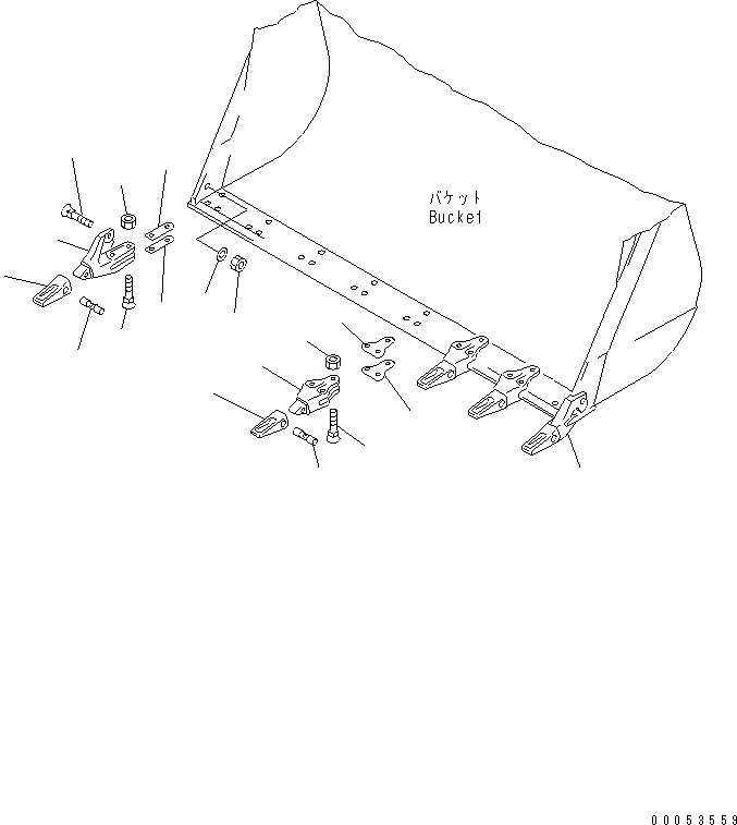 Схема запчастей Komatsu WA450-6 - СЪЕМНЫЕ ЗУБЬЯ(ДЛЯ ВЕРТИКАЛЬН. И STRONG КОВШ) РАБОЧЕЕ ОБОРУДОВАНИЕ