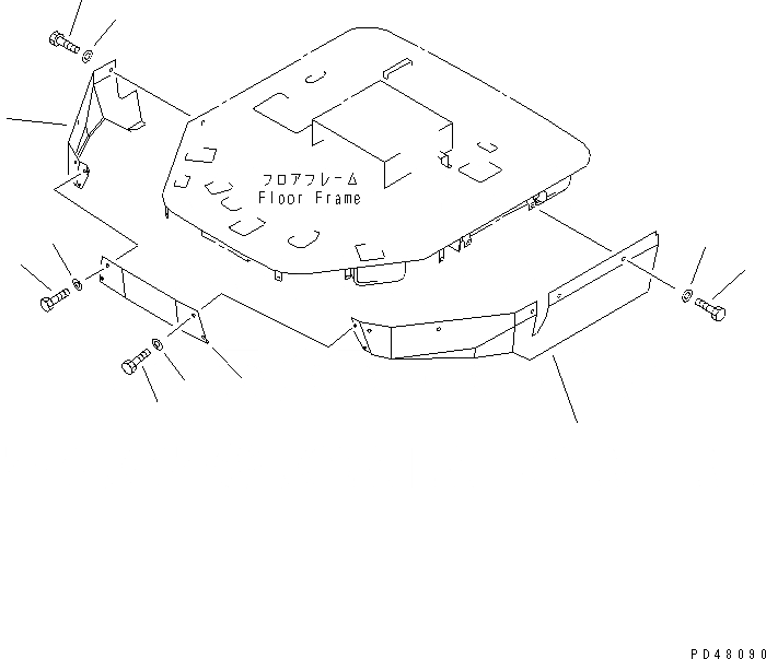Схема запчастей Komatsu WA450-3-X - ПОКРЫТИЕ ПОЛА(№-) РАМА И ЧАСТИ КОРПУСА