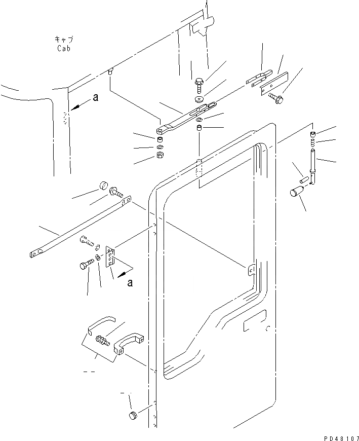 Схема запчастей Komatsu WA450-3-X - КАБИНА (7/9) (ЧАСТИ ДВЕРИ)(№-) РАМА И ЧАСТИ КОРПУСА