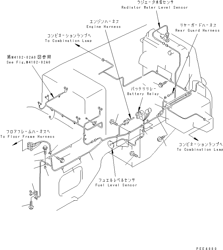 Схема запчастей Komatsu WA450L-3 - ПРОВОДКА ЗАДН. РАМА ЭЛЕКТРИКА